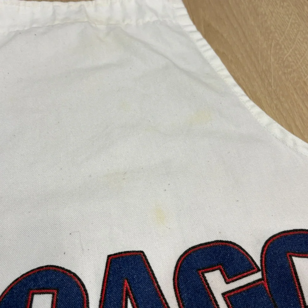 Vintage 1994 Chicago Bears Cookout Cooking Apron NFL Unbalanced Lines White USA